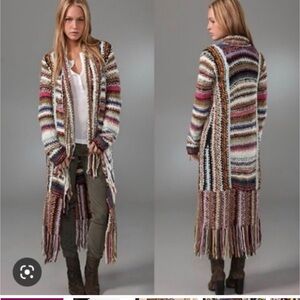T Party Free People Technicolor maxi coat large